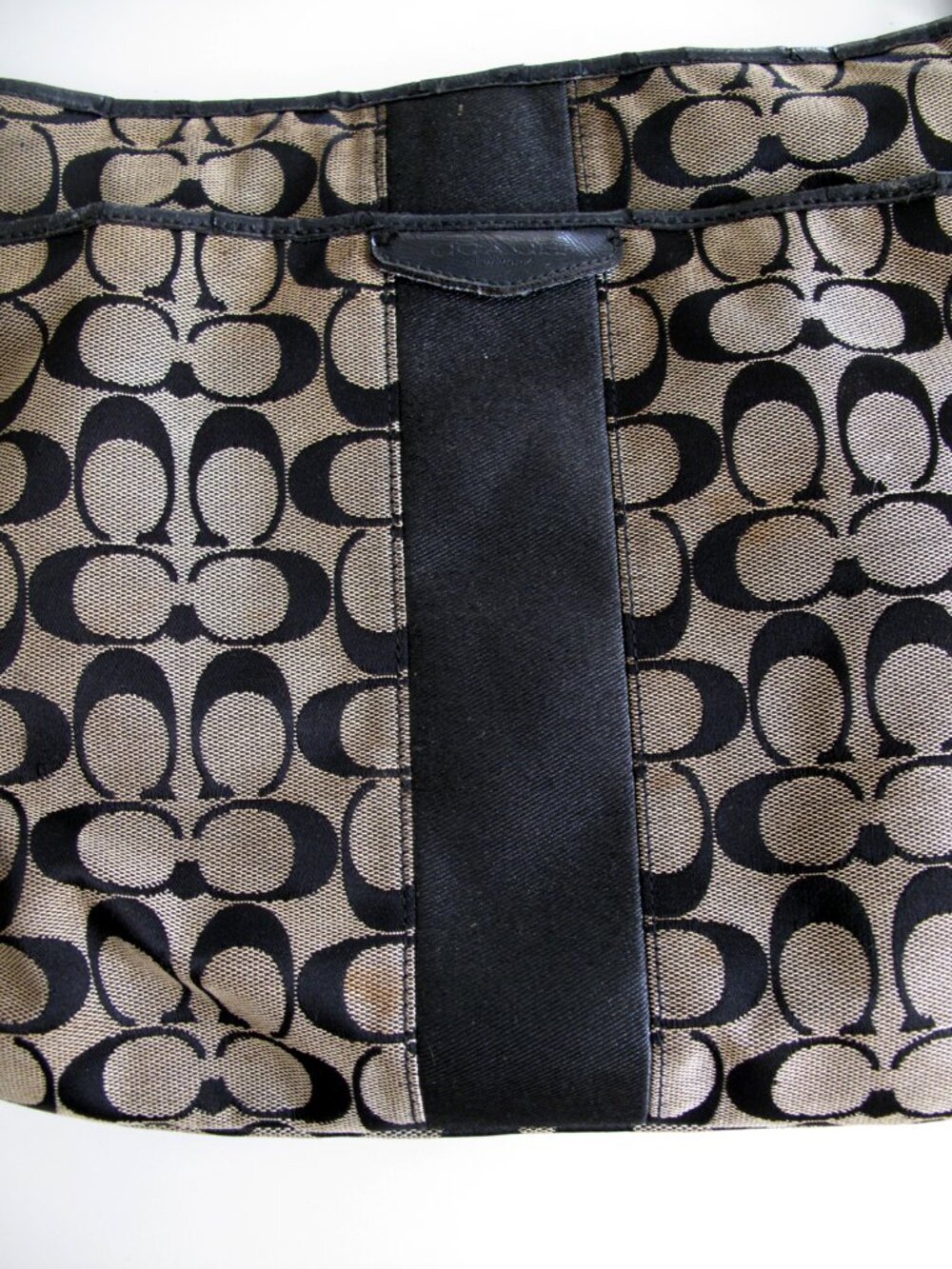 COACH Signature Crossbody MONOGRAM Gray & Black Shoulder USED BAG  4 pockets